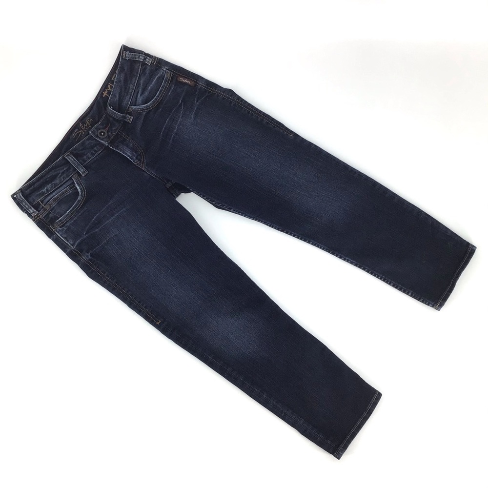 Silver Jeans Tyler Cropped Dark Wash Jeans, 28